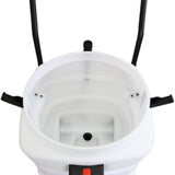 Aspirador industrial de sólidos y líquidos de 90 L, con un diseño robusto en color blanco y detalles en negro, ideal para limpieza eficiente