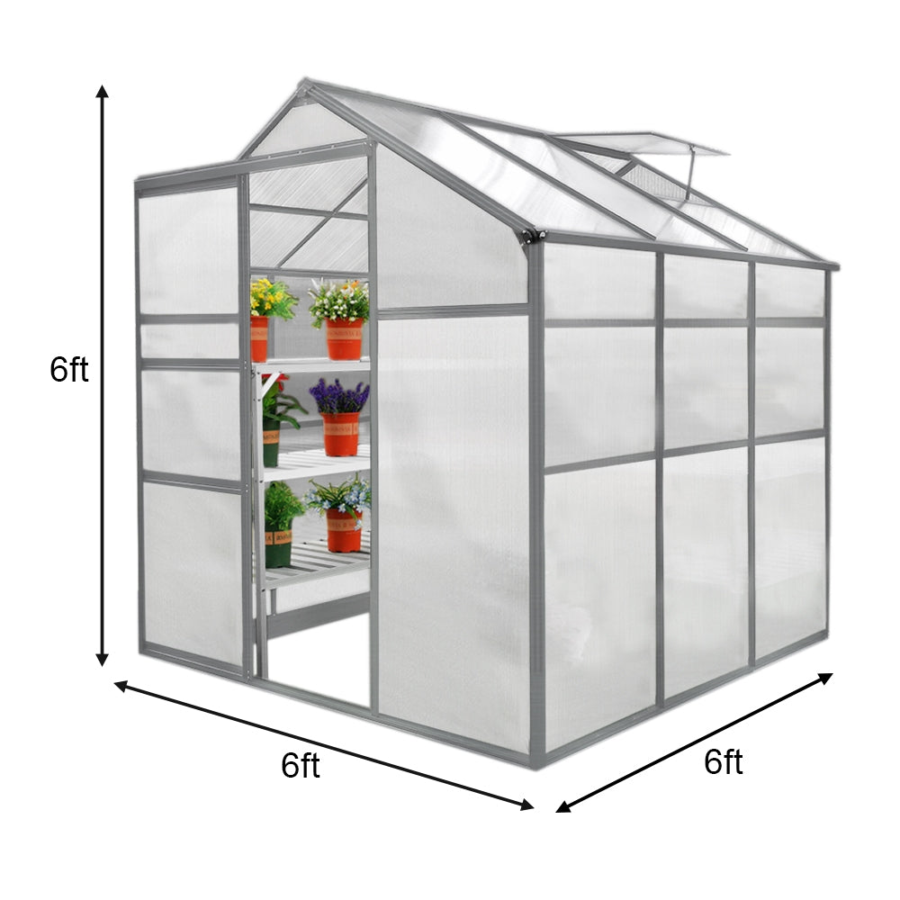 Invernadero sin Base Policarbonato Tipo Caseta Jardín  1.8m x 1.8m