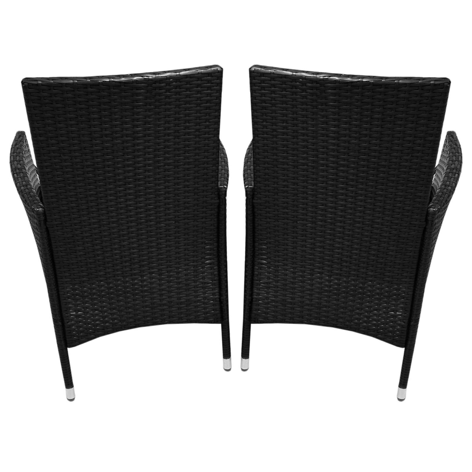 Bistro Set Ratán 3 Piezas Silla de Jardín al Aire Libre Mesa Patio Comedor Balcón Negro