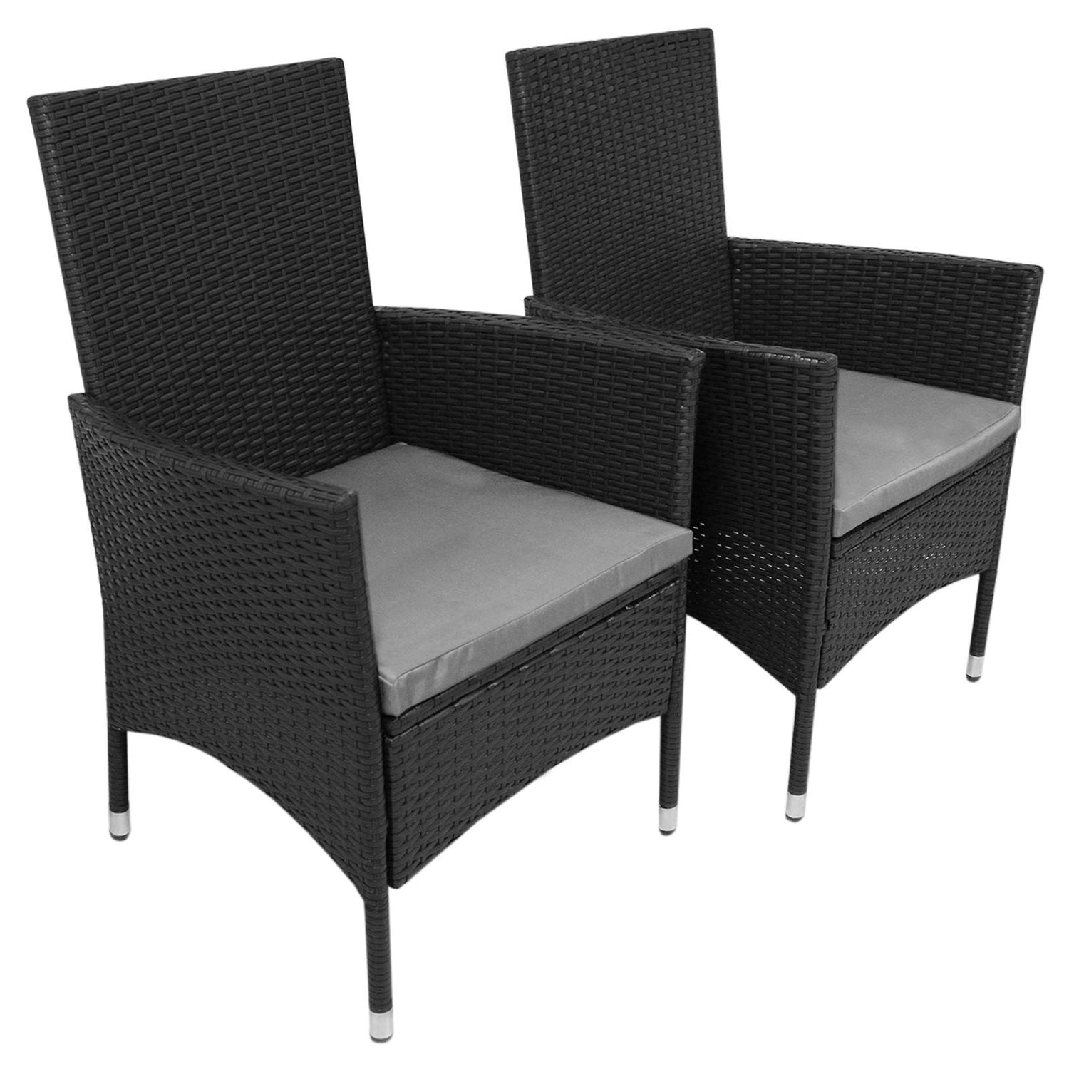 Bistro Set Ratán 3 Piezas Silla de Jardín al Aire Libre Mesa Patio Comedor Balcón Negro