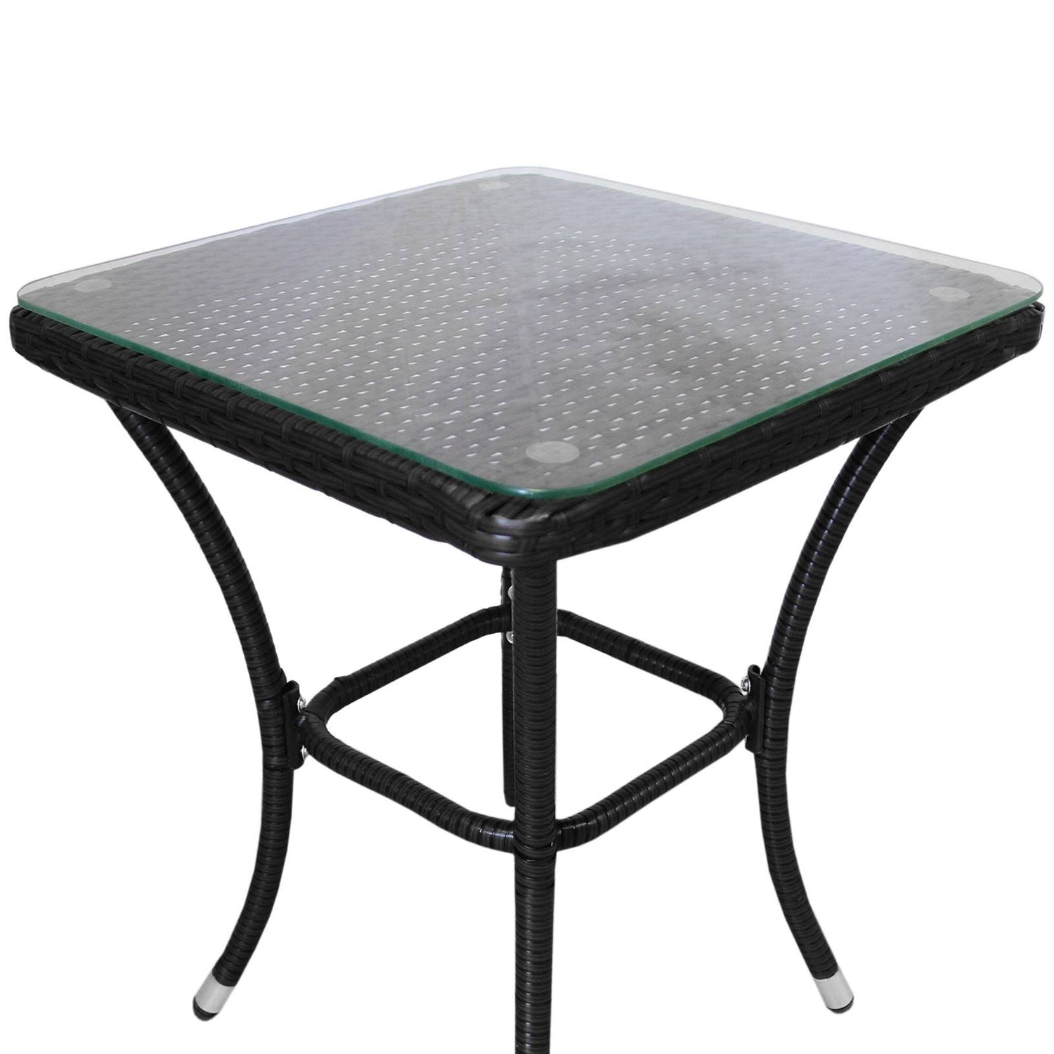 Bistro Set Ratán 3 Piezas Silla de Jardín al Aire Libre Mesa Patio Comedor Balcón Negro
