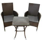 Bistro Set Ratán 3 Piezas Silla de Jardín al Aire Libre Mesa Patio Comedor Balcón Marrón