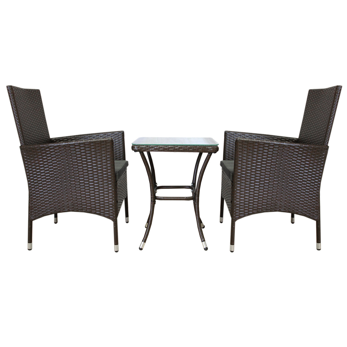 Bistro Set Ratán 3 Piezas Silla de Jardín al Aire Libre Mesa Patio Comedor Balcón Marrón