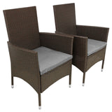 Bistro Set Ratán 3 Piezas Silla de Jardín al Aire Libre Mesa Patio Comedor Balcón Marrón