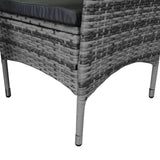 Bistro Set Ratán 3 Piezas Silla de Jardín al Aire Libre Mesa Patio Comedor Balcón Gris