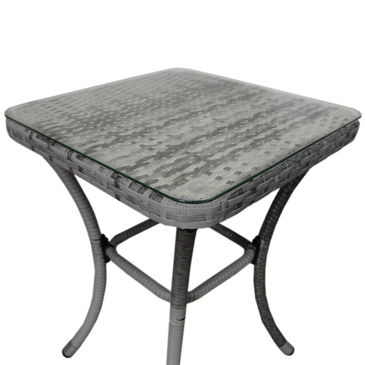 Bistro Set Ratán 3 Piezas Silla de Jardín al Aire Libre Mesa Patio Comedor Balcón Gris