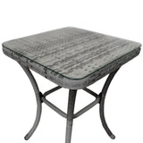 Bistro Set Ratán 3 Piezas Silla de Jardín al Aire Libre Mesa Patio Comedor Balcón Gris