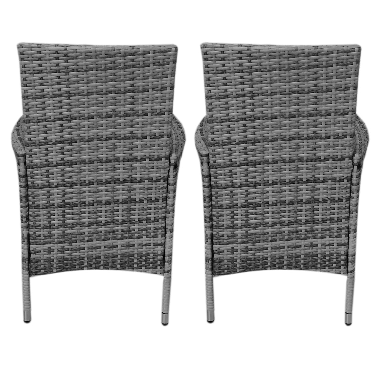 Bistro Set Ratán 3 Piezas Silla de Jardín al Aire Libre Mesa Patio Comedor Balcón Gris