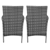 Bistro Set Ratán 3 Piezas Silla de Jardín al Aire Libre Mesa Patio Comedor Balcón Gris