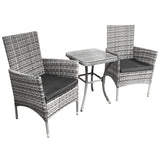 Bistro Set Ratán 3 Piezas Silla de Jardín al Aire Libre Mesa Patio Comedor Balcón Gris Claro