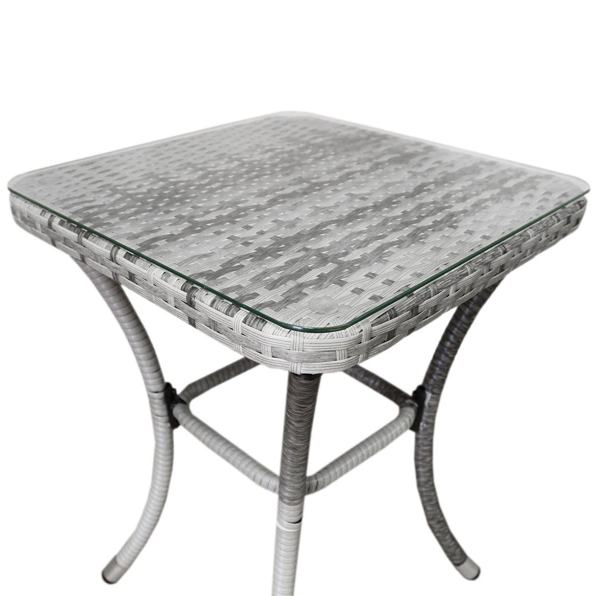Bistro Set Ratán 3 Piezas Silla de Jardín al Aire Libre Mesa Patio Comedor Balcón Gris Claro