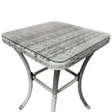 Bistro Set Ratán 3 Piezas Silla de Jardín al Aire Libre Mesa Patio Comedor Balcón Gris Claro