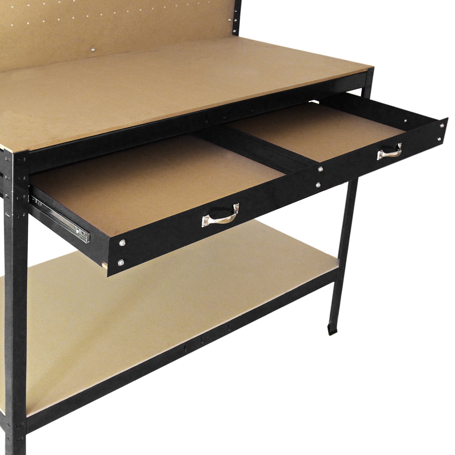 Banco de Trabajo Mesa de Trabajo Ganchos de Mesa Taller de Cajones Negro