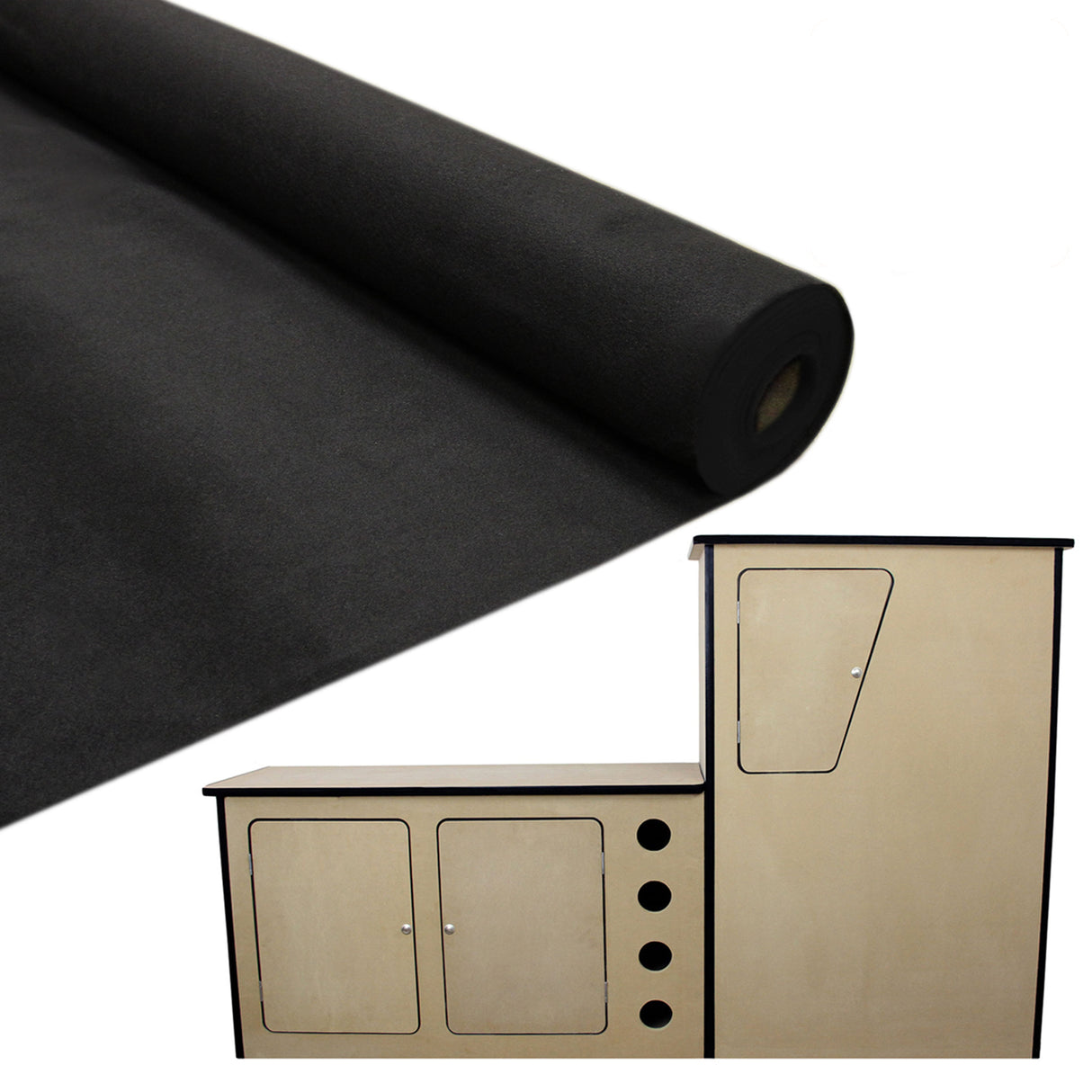 Revestimiento y encolado para furgoneta negra de 11 m² con cocina para autocaravana