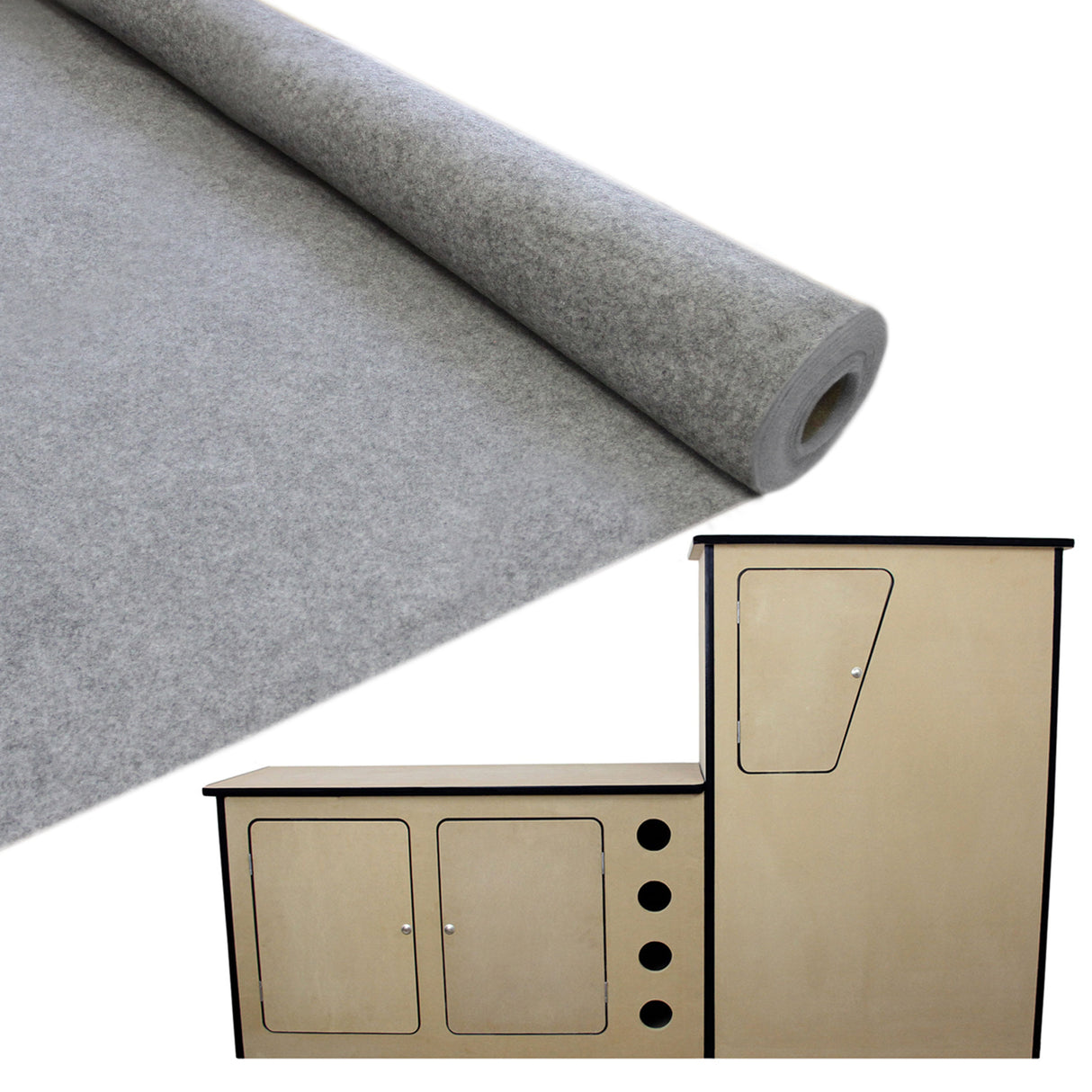 Revestimiento para furgoneta de 11 m² (Gris Humo) y encolado + Cocina para autocaravana
