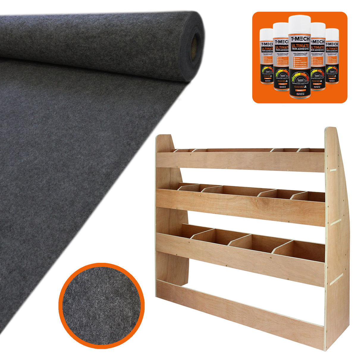 Revestimiento de furgoneta antracita de 11 m², pegamento y portaequipajes VW Caddy