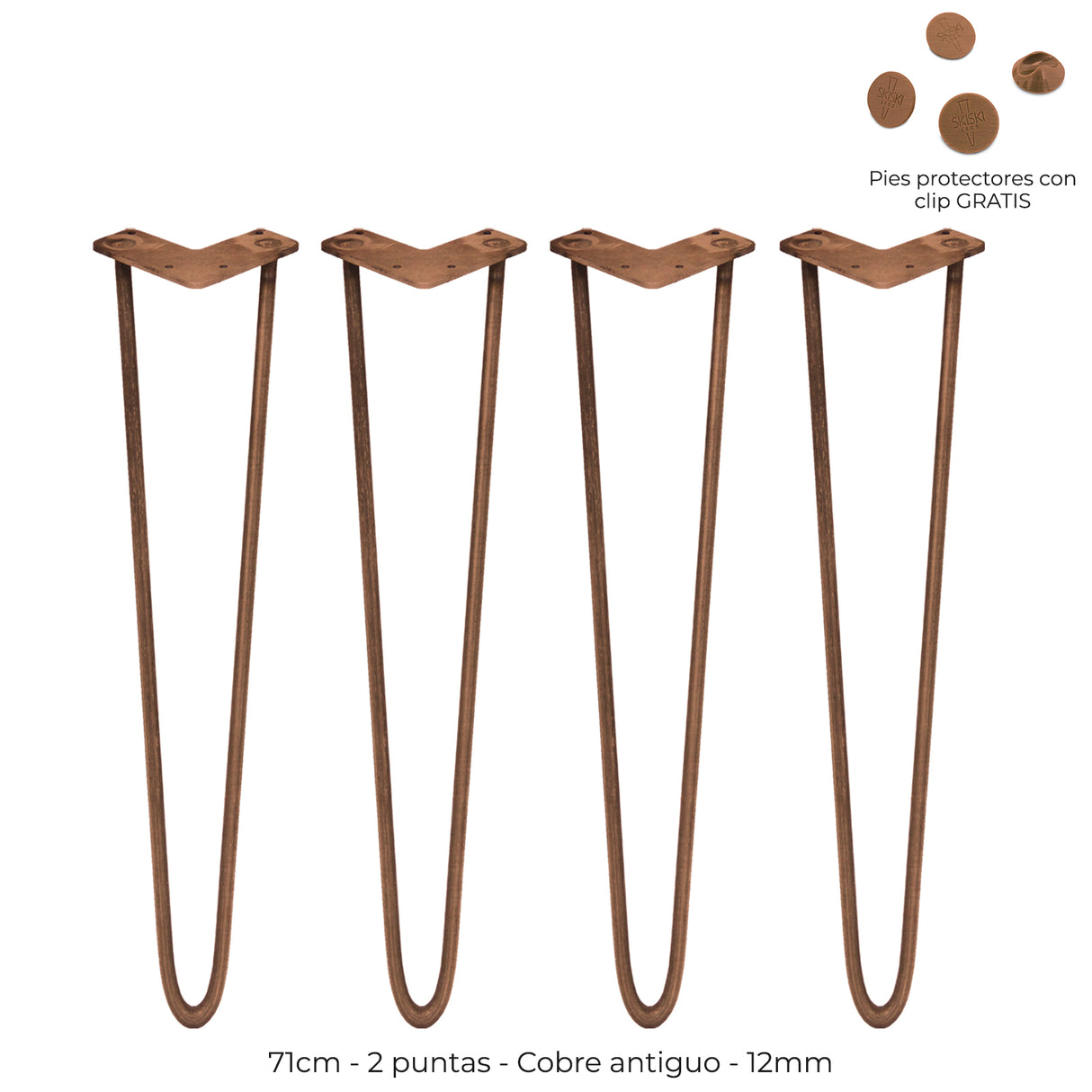 4 Patas de Horquilla para Mesa SkiSki Legs 71 cm de Altura 2 Dientes 12mm