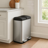 Cubo de Basura con Pedal  Doble 2x30L Reciclaje, Plata