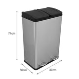 Cubo de Basura con Pedal  Doble 2x30L Reciclaje, Plata