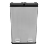 Cubo de Basura con Pedal  Doble 2x30L Reciclaje, Plata