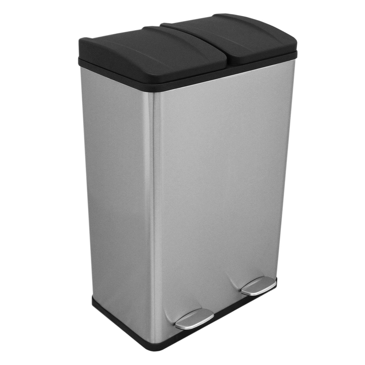 Cubo de Basura con Pedal  Doble 2x30L Reciclaje, Plata