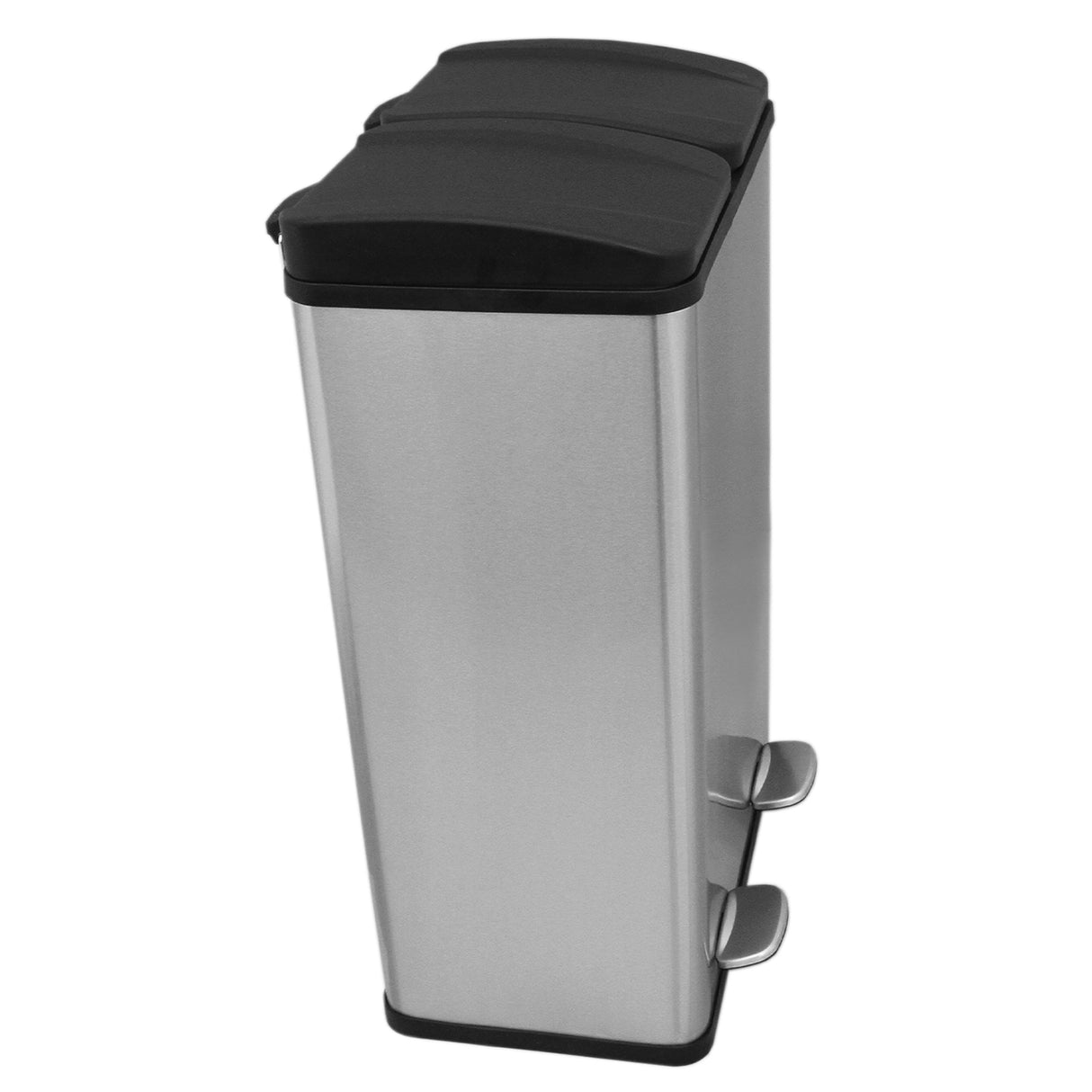 Cubo de Basura con Pedal  Doble 2x30L Reciclaje, Plata