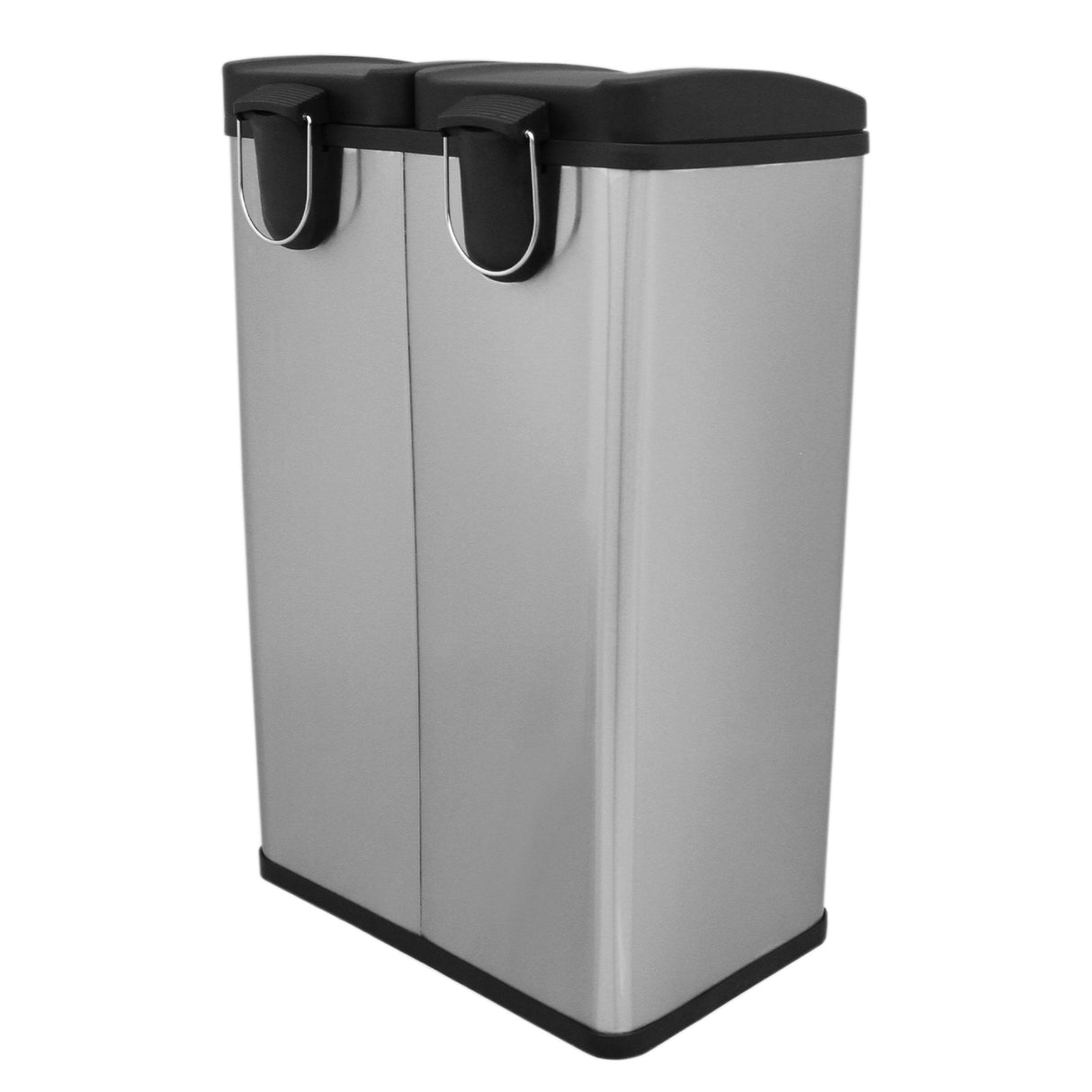 Cubo de Basura con Pedal  Doble 2x30L Reciclaje, Plata