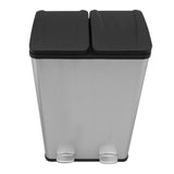 Cubo de Basura con Pedal  Doble 2x30L Reciclaje, Plata