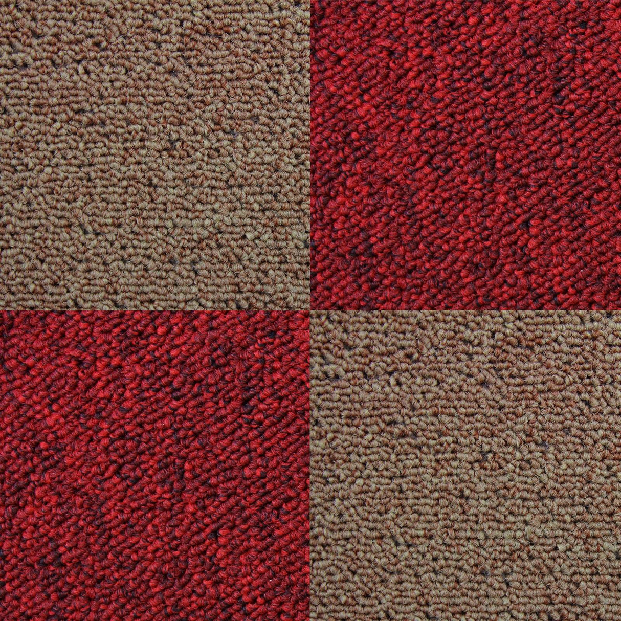 Losetas de Moqueta Arena y Rojo Escarlata 2 Pack de 20 Losetas 10m2