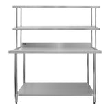 KuKoo Kit de Mesa de Trabajo  para Gastronomía y Estante Doble de Sobremesa de Acero Inoxidable 150cm