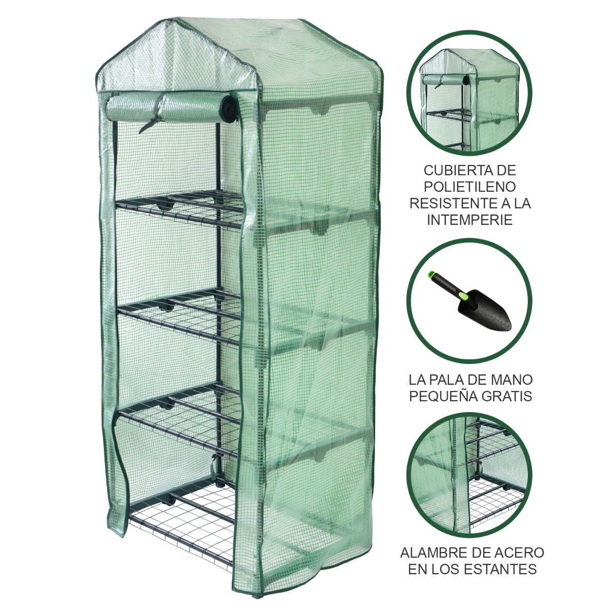 Invernadero 4 Niveles Cubierta PE Estantes Pequeños de Plástico Casa de Cultivo Jardín al Aire Libre | MonsterShop