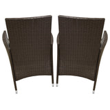 Bistro Set Ratán 3 Piezas Silla de Jardín al Aire Libre Mesa Patio Comedor Balcón Marrón