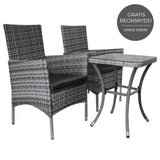 Bistro Set Ratán 3 Piezas Silla de Jardín al Aire Libre Mesa Patio Comedor Balcón Gris