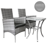 Bistro Set Ratán 3 Piezas Silla de Jardín al Aire Libre Mesa Patio Comedor Balcón Gris Claro