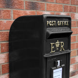 Royal Mail Buzón de Correos Negro Pilar de Hierro Fundido Buzón de Correos para Cartas Montaje para Pared Postal