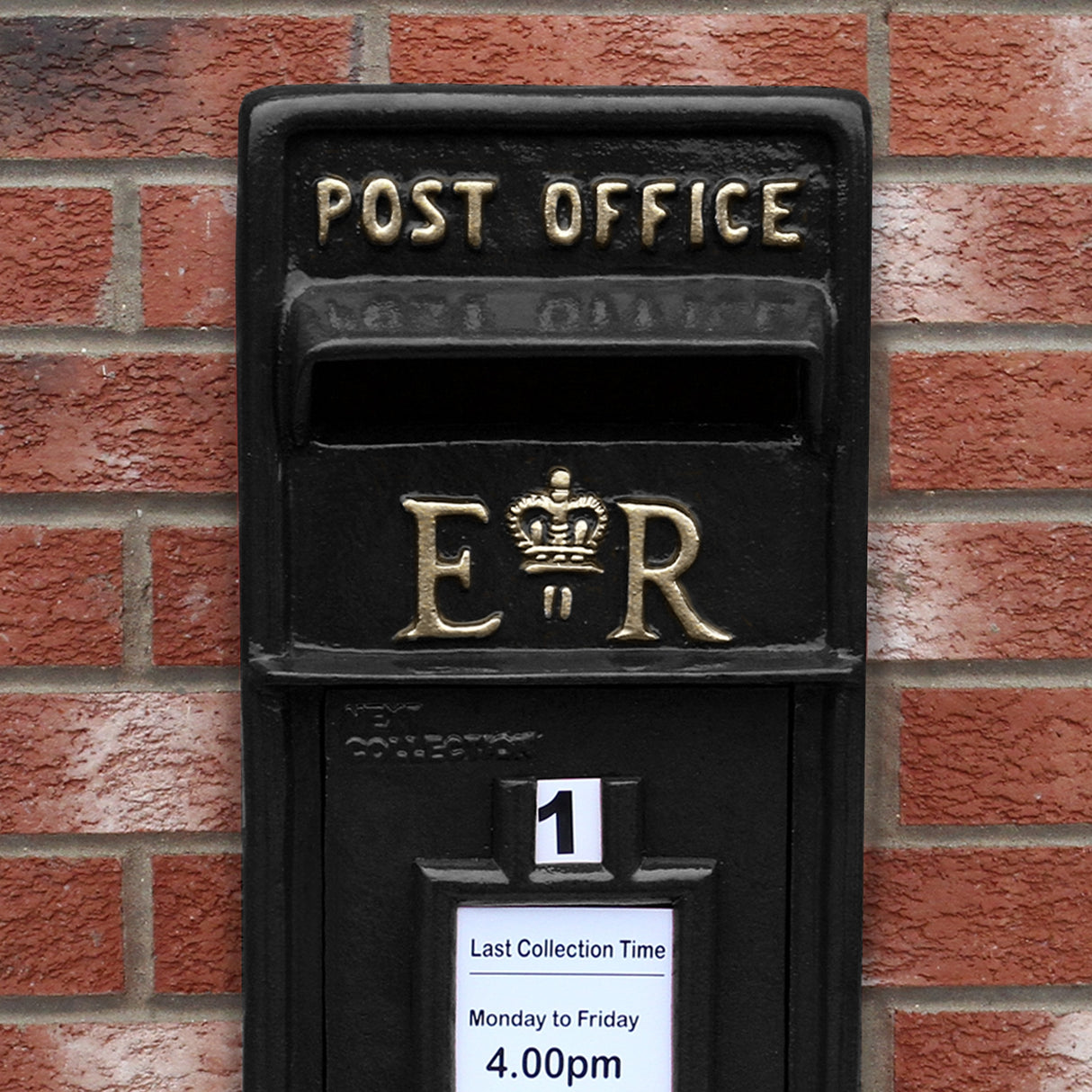 Royal Mail Buzón de Correos Negro Pilar de Hierro Fundido Buzón de Correos para Cartas Montaje para Pared Postal