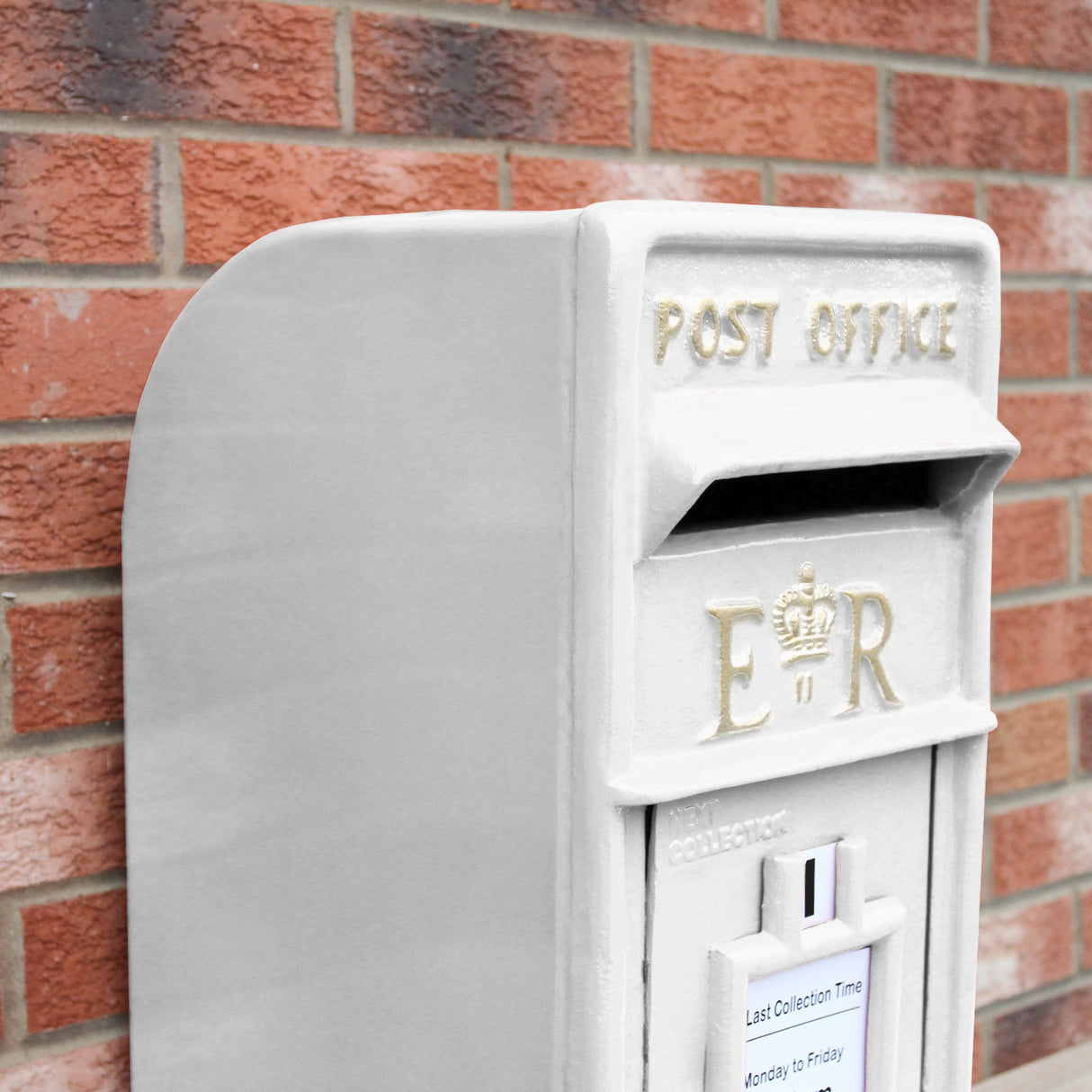 Buzón Royal Mail Blanco con Soporte de Suelo de Hierro Fundido y Montaje de Pared