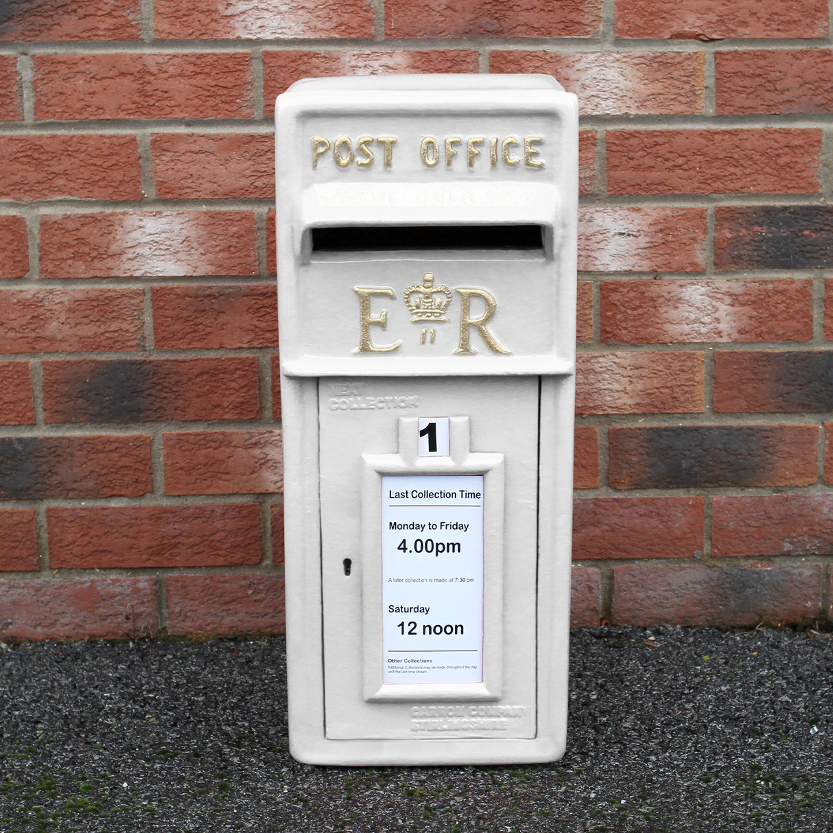 Buzón Royal Mail Blanco con Soporte de Suelo de Hierro Fundido y Montaje de Pared