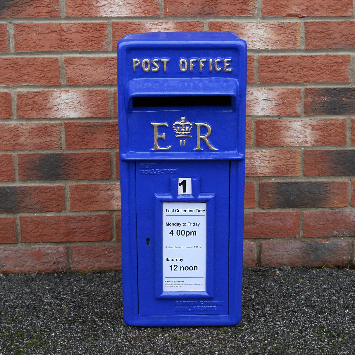 Royal Mail Buzón de Correos Azul Pilar de Hierro Fundido Buzón de Correos para Cartas Montaje para Pared Postal