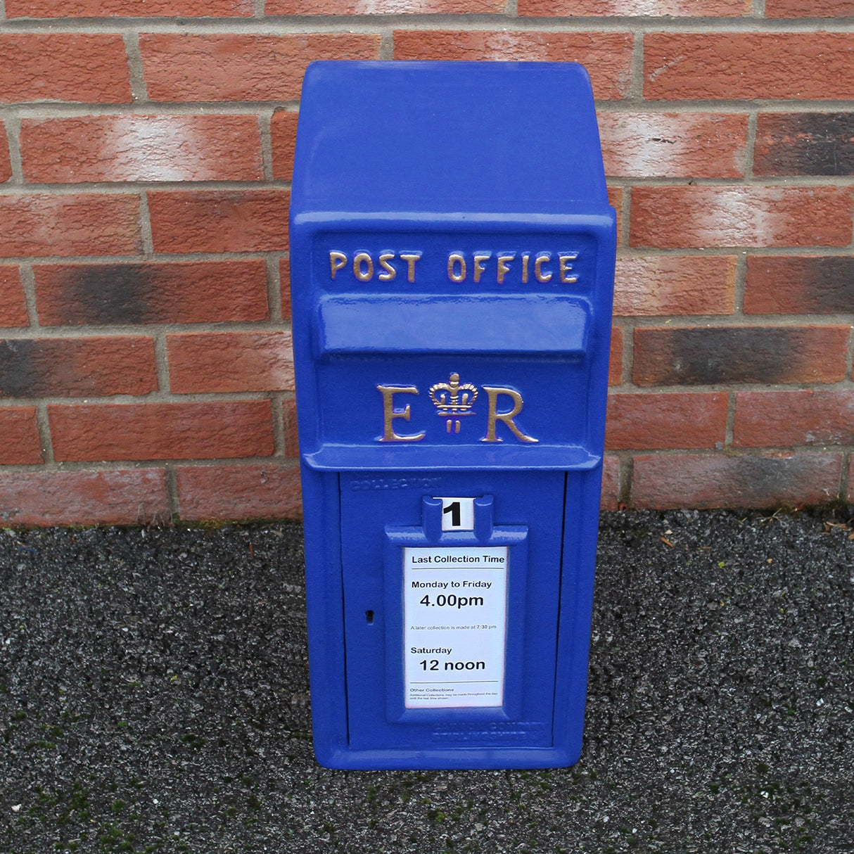 Royal Mail Buzón de Correos Azul Pilar de Hierro Fundido Buzón de Correos para Cartas Montaje para Pared Postal