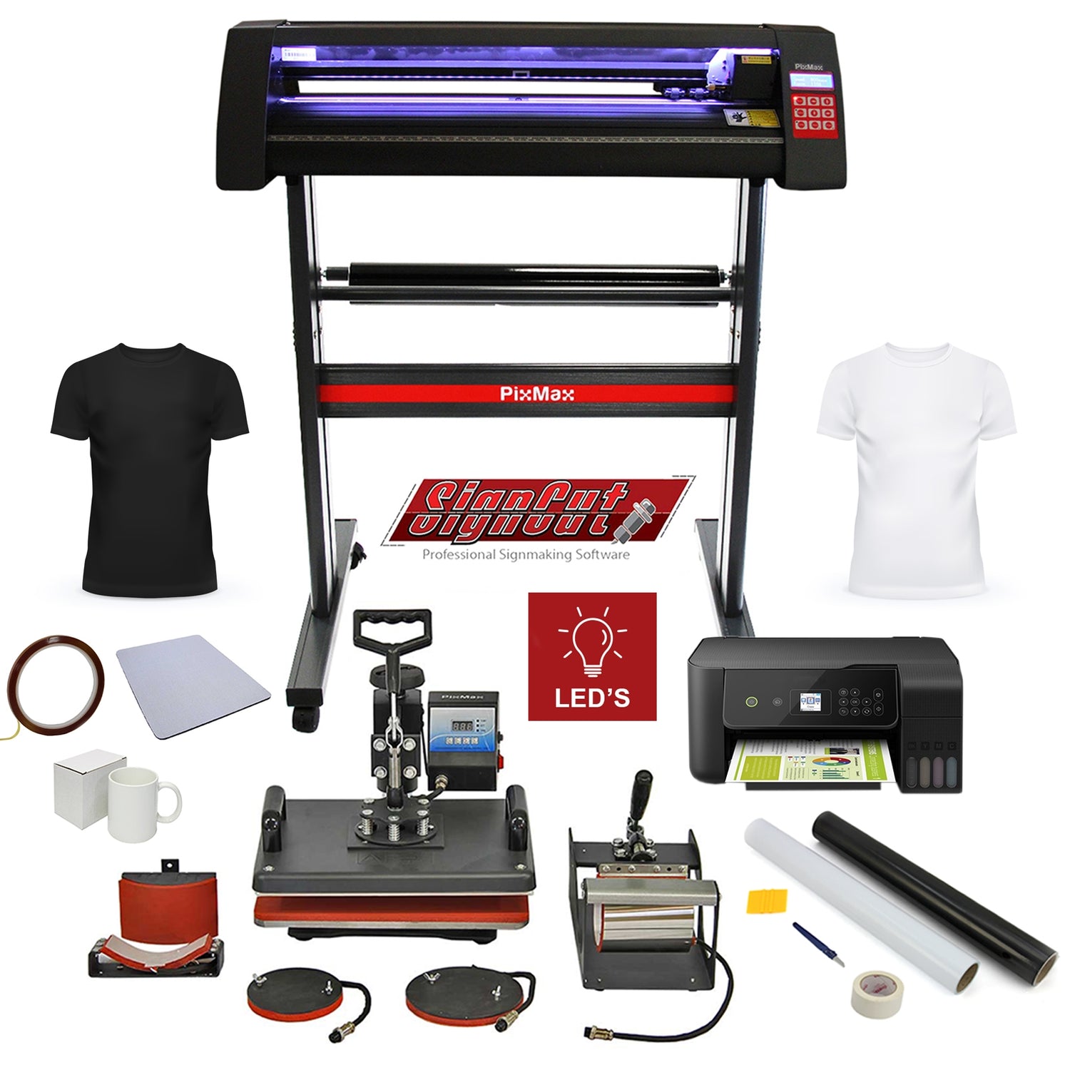 Kit de Plotter para Corte de Vinilo PixMax, Impresora y Prensas Térmica