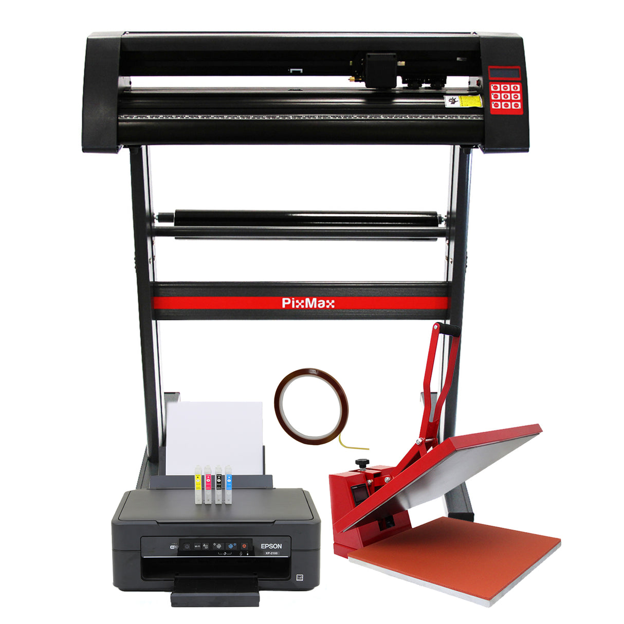 Prensa de almejas de 50 cm, cortadora de vinilo de 720 mm e impresora Epson