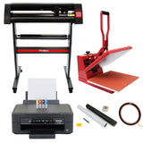 Prensa de almejas de 38 cm, cortadora de vinilo de 720 mm, impresora Epson y kit de deshierbe