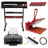 Paquete de cortadora de vinilo PixMax, prensa térmica plana de 50 cm e impresora