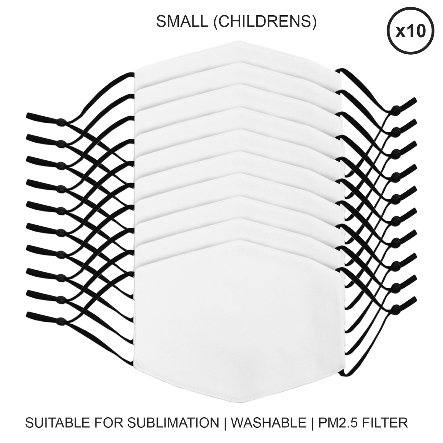 10 Mascarillas Pequeñas para Sublimación Personalizados Reutilizables Niños
