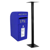 Buzón Royal Mail Azul Escocés Soporte de Suelo de Hierro Fundido y Montaje de Pared