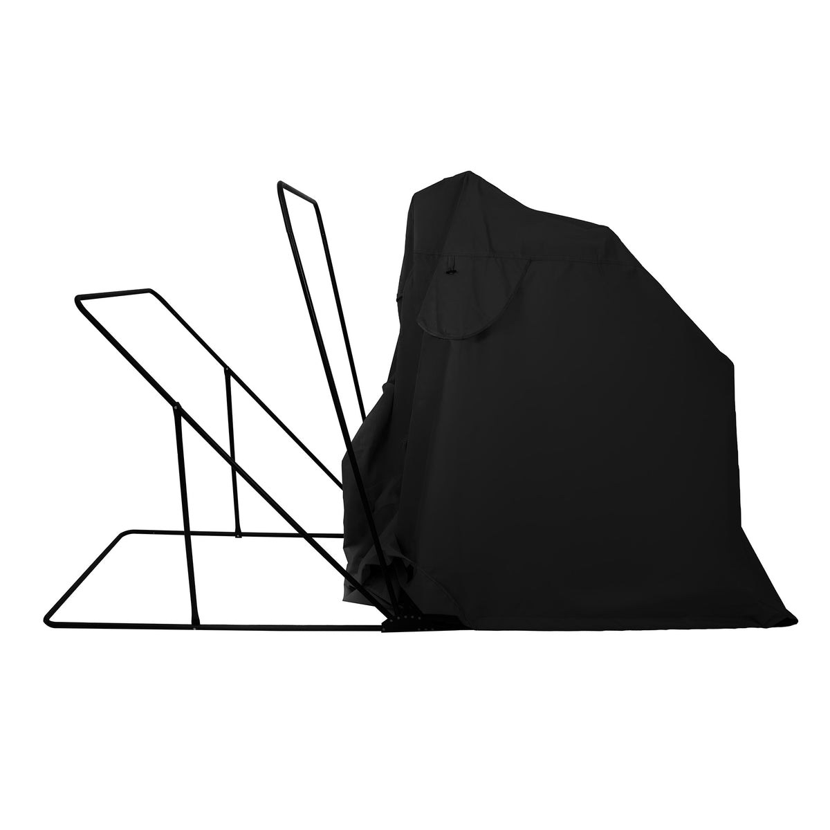 Garaje plegable mediano para moto en color negro, con estructura metálica y tela resistente, ideal para proteger motocicletas