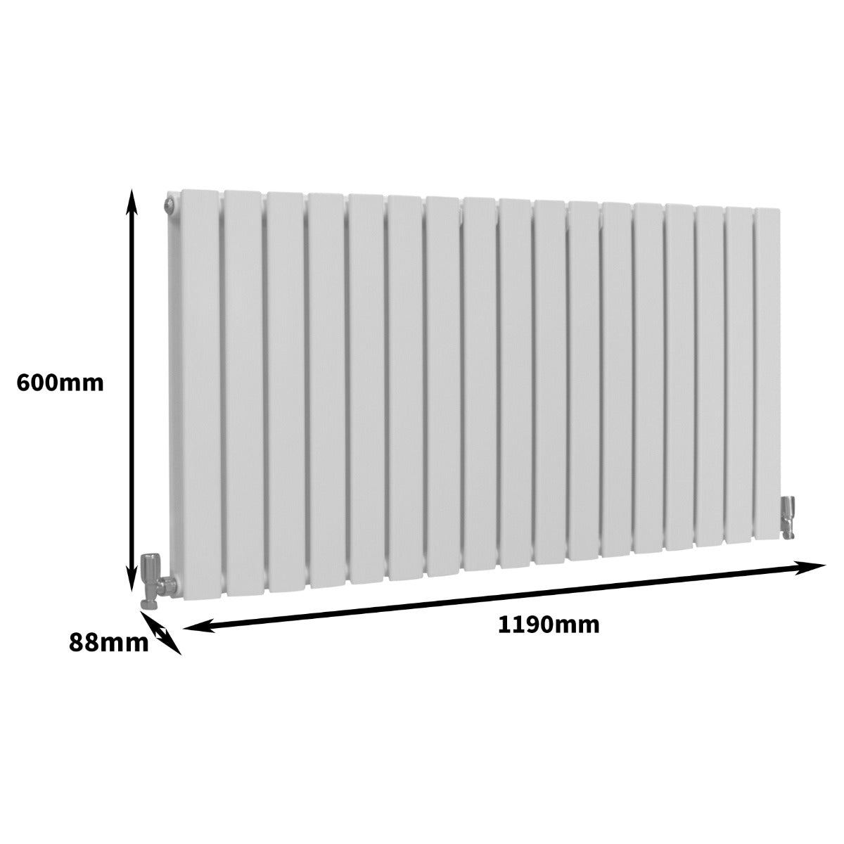 Radiadores de Panel Plano de Diseñador 600x1190mm – Blanco Brillante