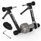 Rodillo de fluido Velo Pro en color negro, con base robusta, motor plateado y accesorios para entrenamiento en casa
