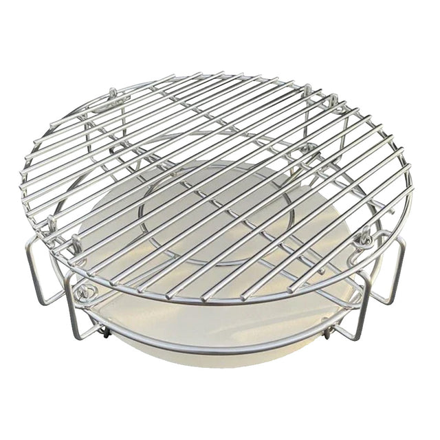 Parrilla multinivel de acero inoxidable para barbacoa Kamado, con diseño circular de 53,3 cm, ideal para asar y cocinar al aire libre